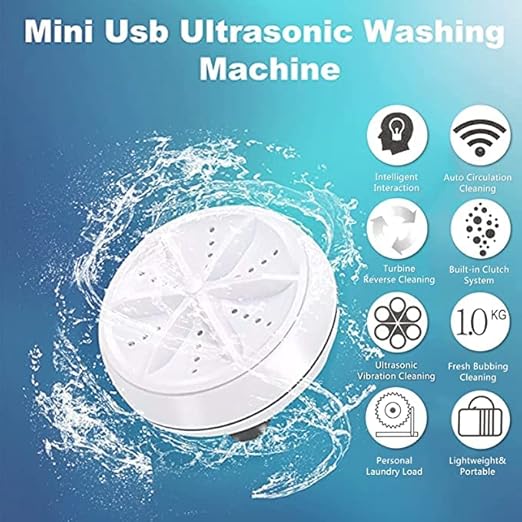 Mini Washing Machine Turbine Washing Machine Washing Machine Door Hinge Ultrasonic Lightweight Turbo Washer with USB Cable - for Home Camping Dorms Business College Rooms GenzVybs